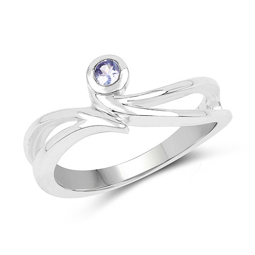 0.10 Carat Genuine Tanzanite .925 Sterling Silver Ring  DestGlow