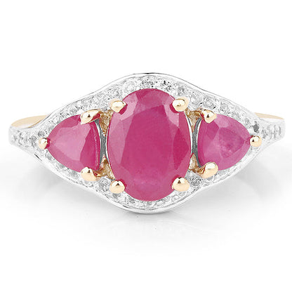 14K Yellow Gold Plated 2.49 Carat Genuine Glass Filled Ruby and White Topaz .925 Sterling Silver Ring by Bids.com