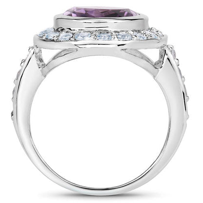 4.77 Carat Genuine Amethyst and Blue Topaz .925 Sterling Silver Ring by Bids.com