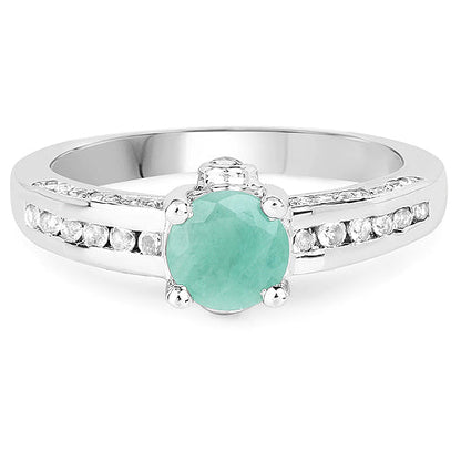 1.22 Carat Genuine Emerald and White Topaz .925 Sterling Silver Ring by Bids.com