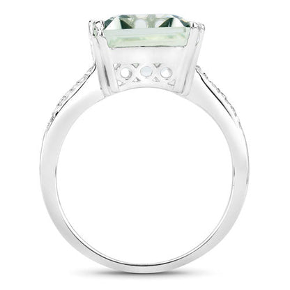 10.64 Carat Genuine Green Amethyst and White Topaz .925 Sterling Silver Ring by Bids.com