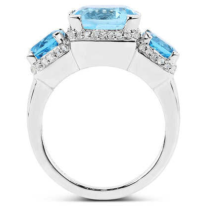 4.40 Carat Blue Topaz Ring with 2.70 Carat Multi-Gems in Sterling Silver by Bids.com