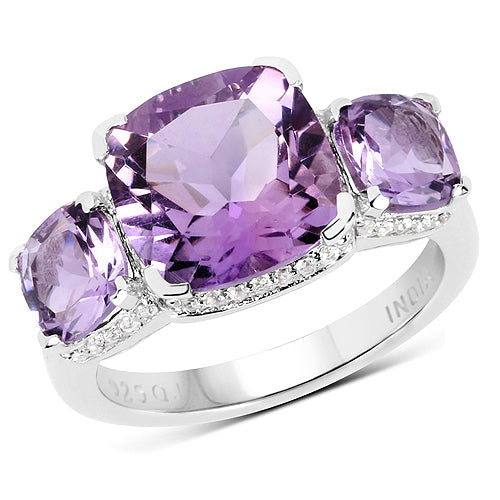 5.85 Carat Genuine Pink Amethyst and White Topaz .925 Sterling Silver Ring by Bids.com