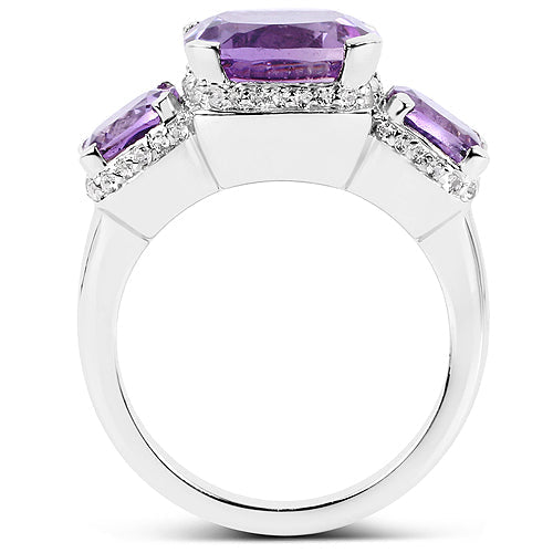 5.85 Carat Genuine Pink Amethyst and White Topaz .925 Sterling Silver Ring by Bids.com