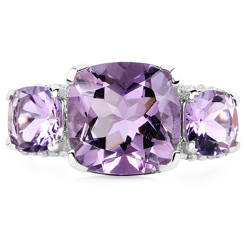 5.85 Carat Genuine Pink Amethyst and White Topaz .925 Sterling Silver Ring by Bids.com