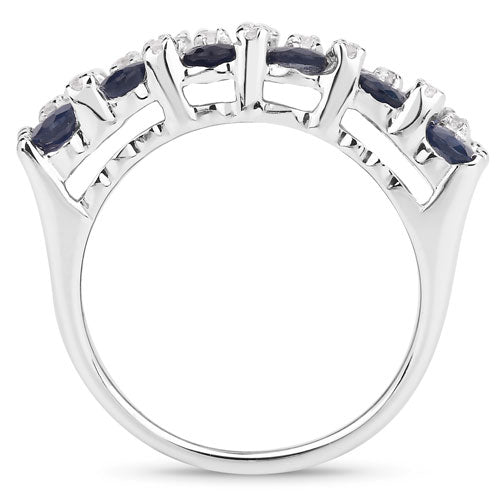 3.66 Carat Genuine Blue Sapphire and White Topaz .925 Sterling Silver Ring by Bids.com