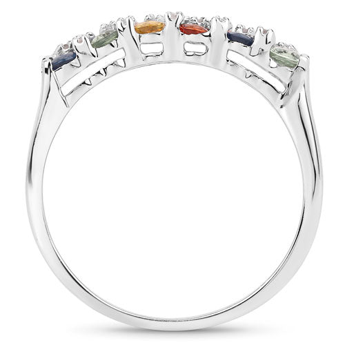 3.61 Carat Genuine Multi Sapphire .925 Sterling Silver Ring  DestGlow