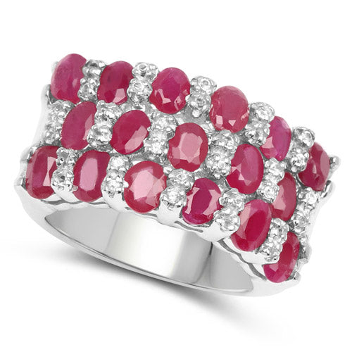 3.69 Carat Genuine Ruby and White Topaz .925 Sterling Silver Ring by Bids.com