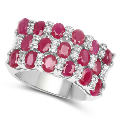 3.69 Carat Genuine Ruby and White Topaz .925 Sterling Silver Ring by Bids.com