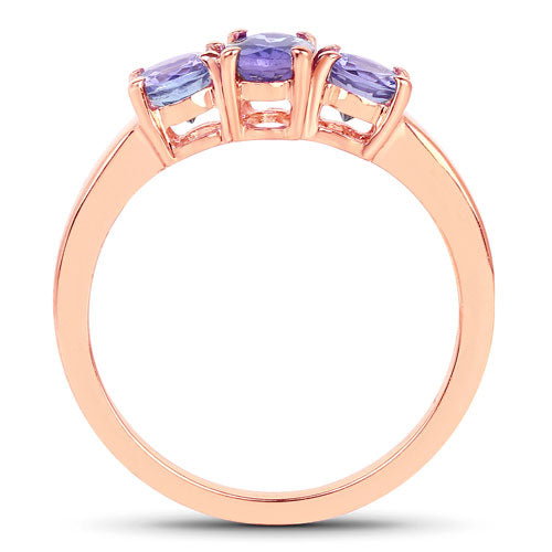18K Rose Gold Plated 0.90 Carat Genuine Tanzanite .925 Sterling Silver Ring by Bids.com