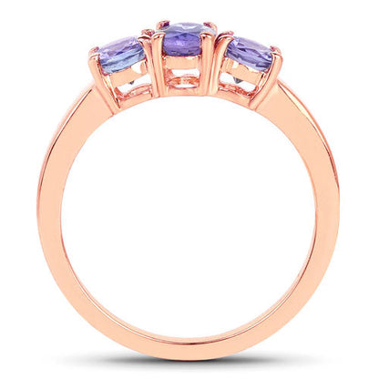 18K Rose Gold Plated 0.90 Carat Genuine Tanzanite .925 Sterling Silver Ring by Bids.com