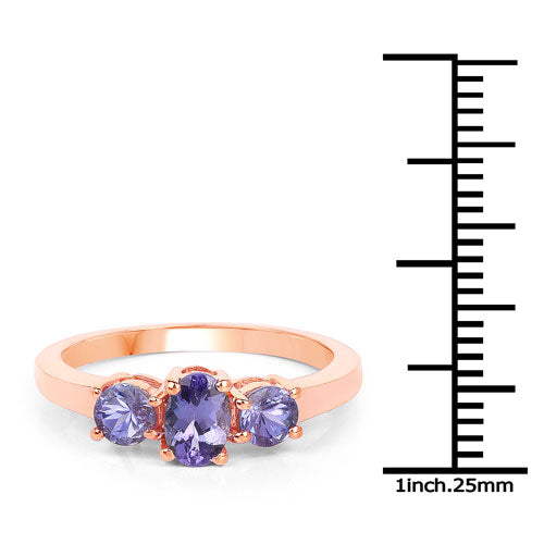 18K Rose Gold Plated 0.90 Carat Genuine Tanzanite .925 Sterling Silver Ring by Bids.com