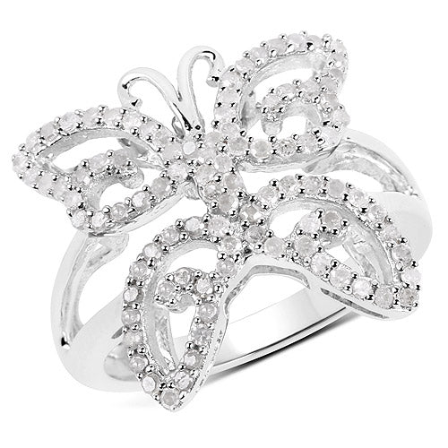 0.58 Carat Genuine White Diamond .925 Sterling Silver Ring by Bids.com