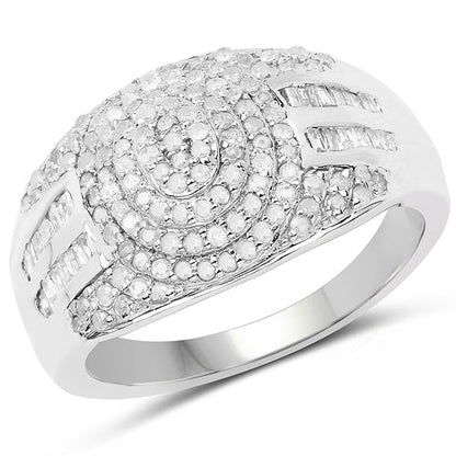 1.15 Carat Genuine White Diamond .925 Sterling Silver Ring by Bids.com