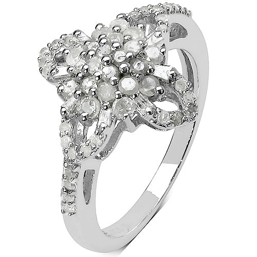 0.63 Carat Genuine White Diamond &amp; Yellow Diamond .925 Sterling Silver Ring by Bids.com