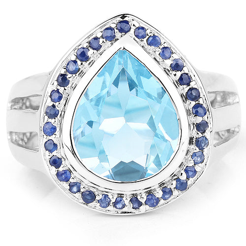 5.42 Carat Genuine Blue Topaz and Blue Sapphire .925 Sterling Silver Ring by Bids.com