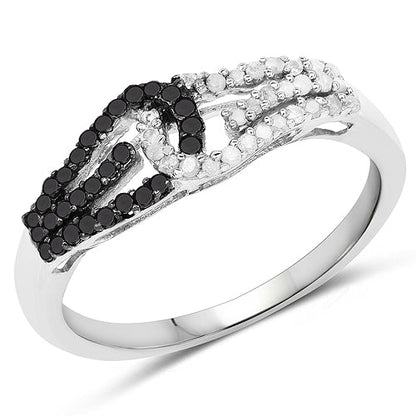 0.33 Carat Genuine White Diamond and Black Diamond .925 Sterling Silver Ring by Bids.com