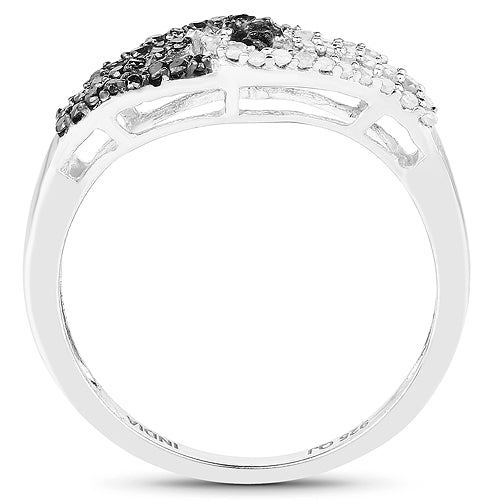 0.33 Carat Genuine White Diamond and Black Diamond .925 Sterling Silver Ring by Bids.com