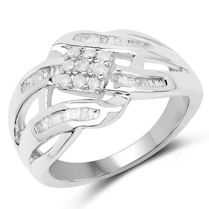 0.62 Carat Genuine White Diamond .925 Sterling Silver Ring by Bids.com