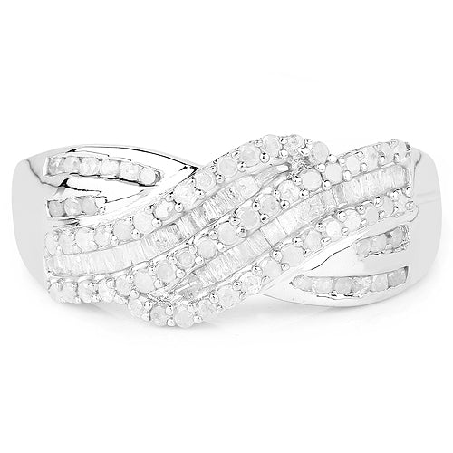 0.64 Carat Genuine White Diamond .925 Sterling Silver Ring by Bids.com