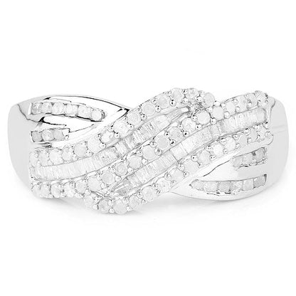 0.64 Carat Genuine White Diamond .925 Sterling Silver Ring by Bids.com