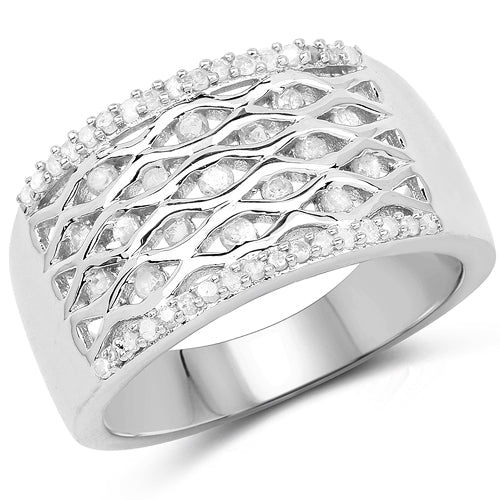 0.41 Carat Genuine White Diamond .925 Sterling Silver Ring by Bids.com
