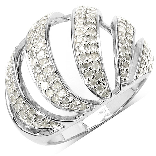0.98 Carat Genuine White Diamond .925 Sterling Silver Ring by Bids.com
