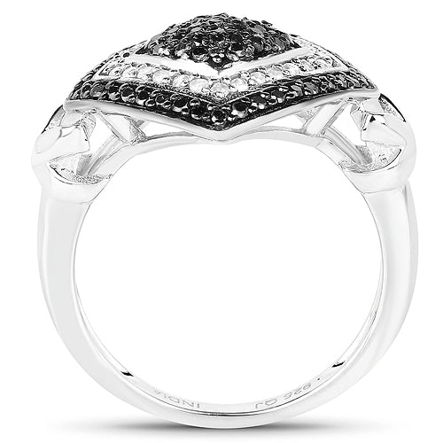 0.56 Carat Genuine White Diamond and Black Diamond .925 Sterling Silver Ring by Bids.com