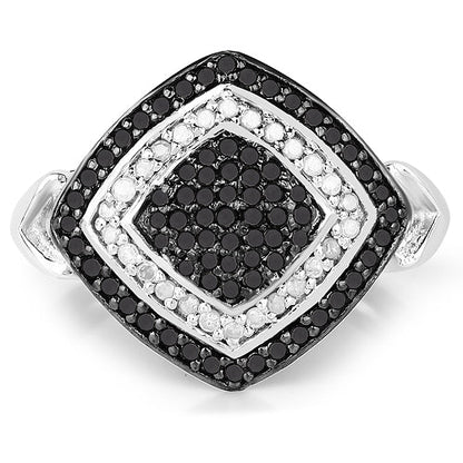 0.56 Carat Genuine White Diamond and Black Diamond .925 Sterling Silver Ring by Bids.com