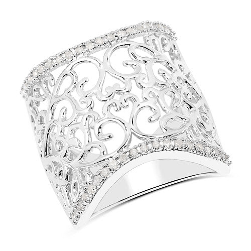 0.25 Carat Genuine White Diamond .925 Sterling Silver Ring by Bids.com