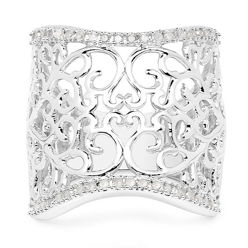 0.25 Carat Genuine White Diamond .925 Sterling Silver Ring by Bids.com