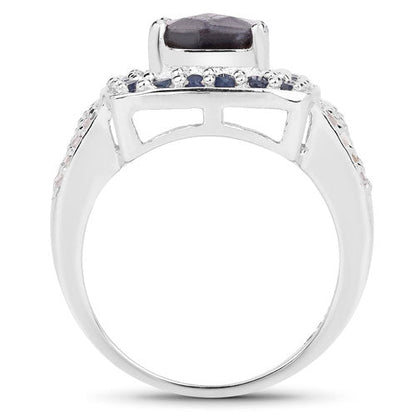 "3.58 Carat Genuine Labradorite, Blue Sapphire and White Topaz .925 Sterling Silver Ring by Bids.com