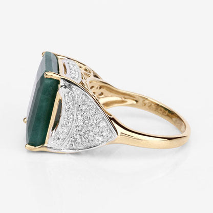 8.70 Carat Dyed Emerald and White Topaz .925 Sterling Silver Ring by Bids.com