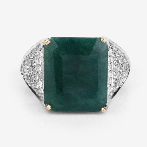 8.70 Carat Dyed Emerald and White Topaz .925 Sterling Silver Ring by Bids.com