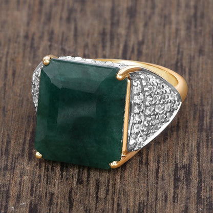 8.70 Carat Dyed Emerald and White Topaz .925 Sterling Silver Ring by Bids.com