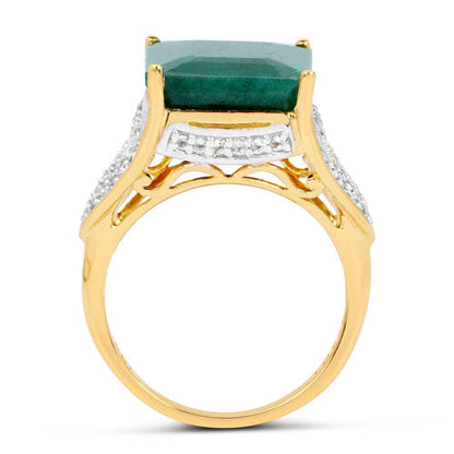 8.70 Carat Dyed Emerald and White Topaz .925 Sterling Silver Ring by Bids.com