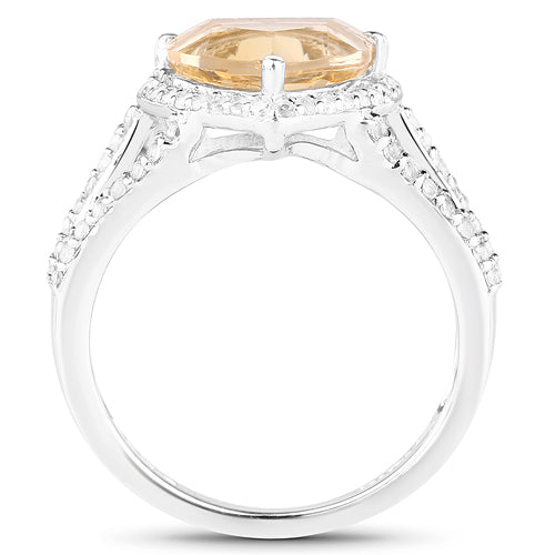 3.06 Carat Genuine Citrine and White Topaz .925 Sterling Silver Ring by Bids.com