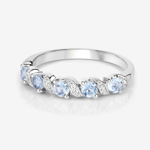 0.54 Carat Genuine Aquamarine and White Topaz .925 Sterling Silver Ring by Bids.com
