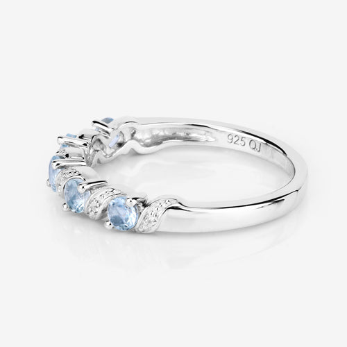 0.54 Carat Genuine Aquamarine and White Topaz .925 Sterling Silver Ring by Bids.com