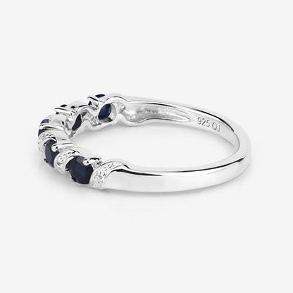 0.64 Carat Genuine Blue Sapphire and White Topaz .925 Sterling Silver Ring  DestGlow