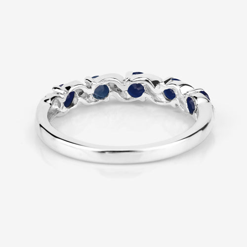 0.64 Carat Genuine Blue Sapphire and White Topaz .925 Sterling Silver Ring  DestGlow
