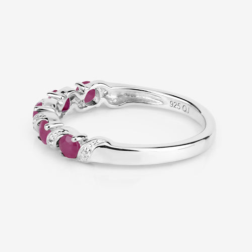 0.69 Carat Genuine Ruby and White Topaz .925 Sterling Silver Ring  DestGlow