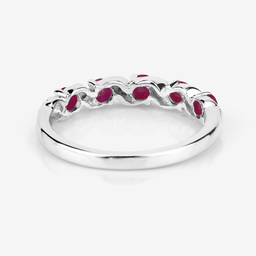 0.69 Carat Genuine Ruby and White Topaz .925 Sterling Silver Ring  DestGlow