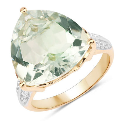 8.08 Carat Genuine Green Amethyst and White Topaz .925 Sterling Silver Ring by Bids.com