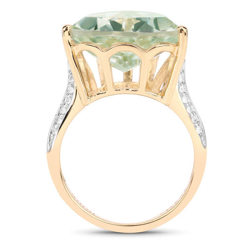 8.08 Carat Genuine Green Amethyst and White Topaz .925 Sterling Silver Ring by Bids.com