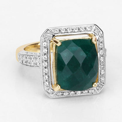 5.18 Carat Dyed Emerald and White Topaz .925 Sterling Silver Ring by Bids.com