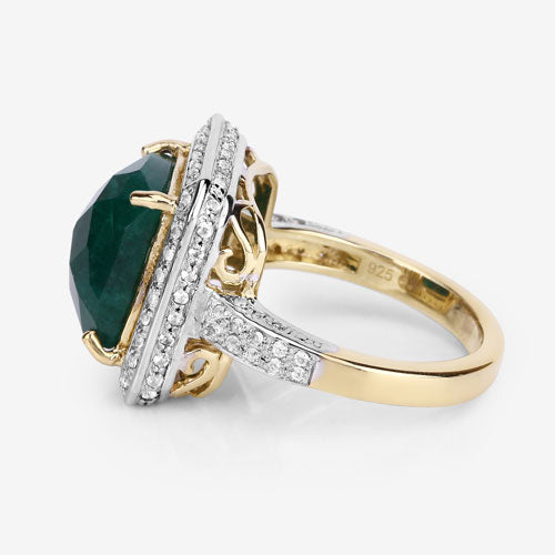 5.18 Carat Dyed Emerald and White Topaz .925 Sterling Silver Ring by Bids.com