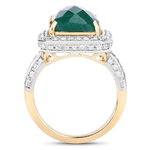 5.18 Carat Dyed Emerald and White Topaz .925 Sterling Silver Ring by Bids.com