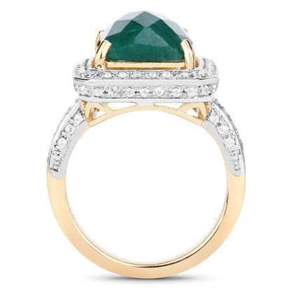 5.18 Carat Dyed Emerald and White Topaz .925 Sterling Silver Ring by Bids.com