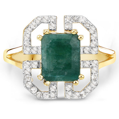 2.55 Carat Dyed Emerald and White Topaz .925 Sterling Silver Ring by Bids.com